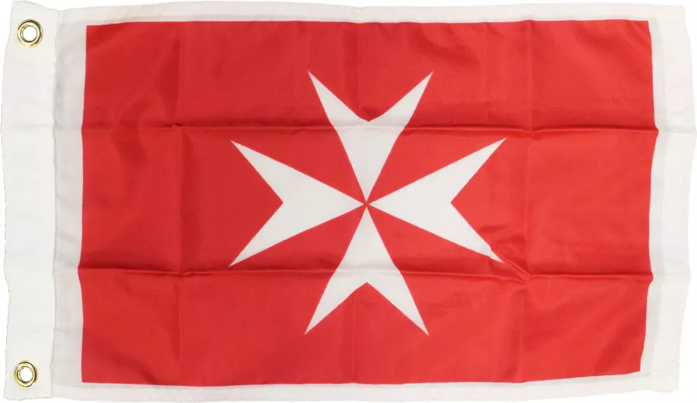 Malta - 12"X18" Nylon Flag (Red Ensign) - Nylon, Without Fringe, Grommets