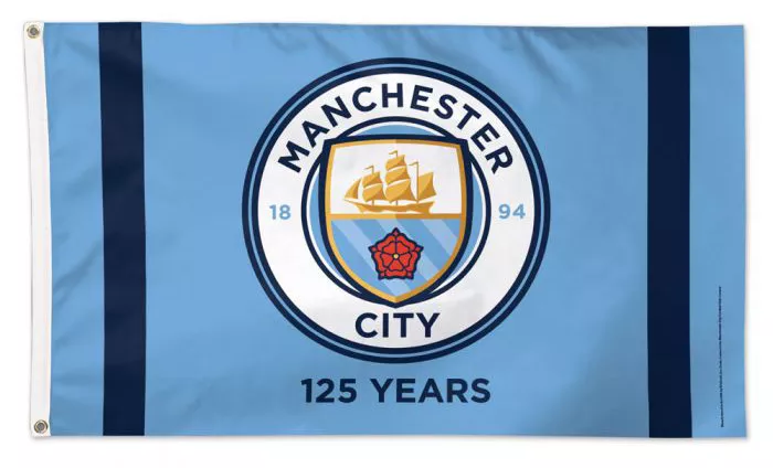 Manchester City FC - 3'X5' Polyester Flag - Medium Knit Polyester, 3' x 5', Without Fringe, Grommets