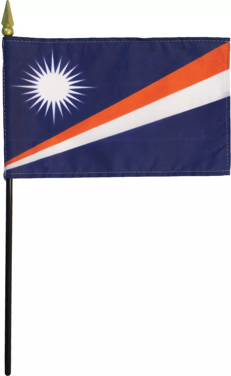 Marshall Islands - 4"X6" Stick Flag - 4" x 6", Without Fringe