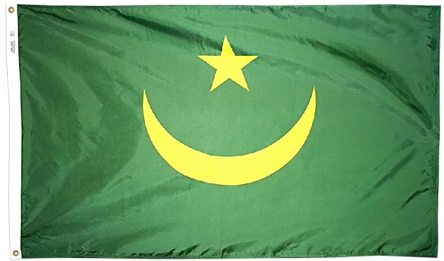 Mauritania - 2'X3' Nylon Flag (1959-2017) - Nylon, Without Fringe, Grommets