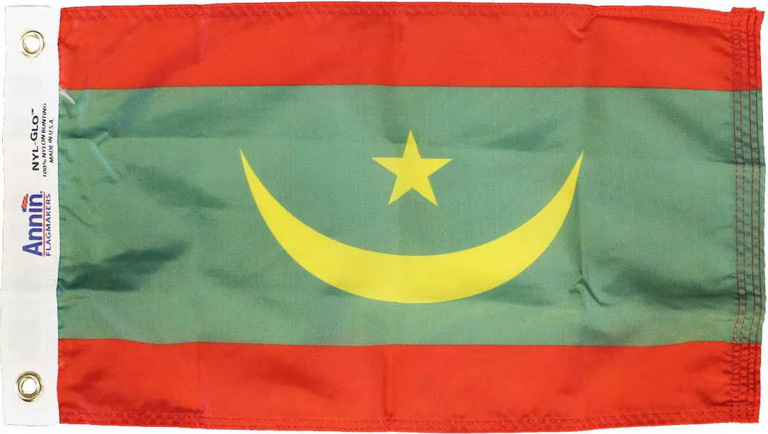 Mauritania - 12"X18" Nylon Flag (2017) - Nylon, Without Fringe, Grommets