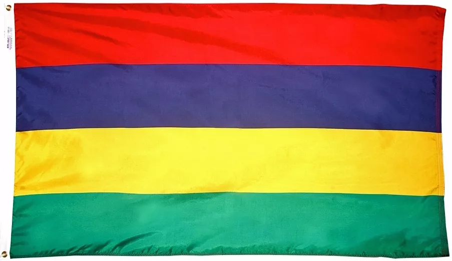 Mauritius - 5'X8' Nylon Flag - Nylon, Without Fringe, Grommets