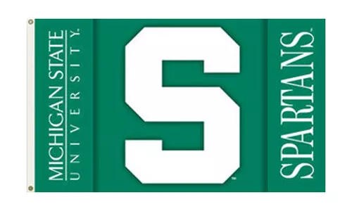 Michigan State - 3' x 5' NCAA 2-Sided Polyester Flag - Medium Knit Polyester, 3' x 5', Without Fringe, Grommets, Dyed