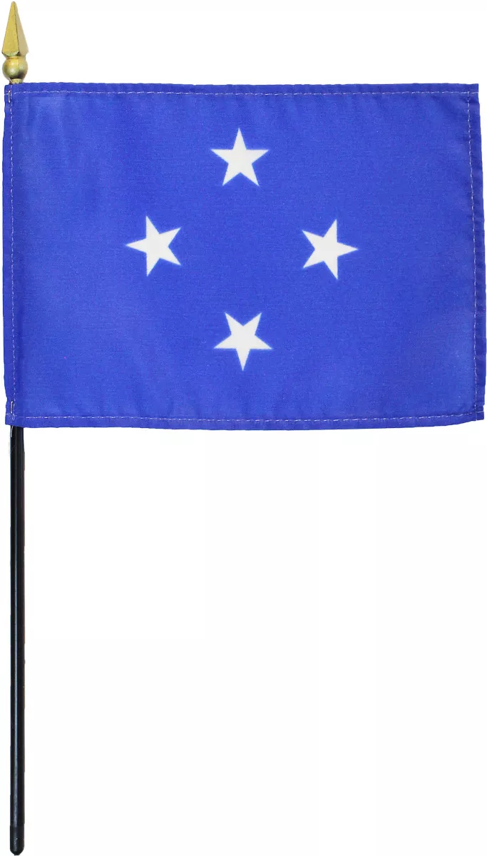 Micronesia - 4"X6" Stick Flag - 4" x 6", Without Fringe
