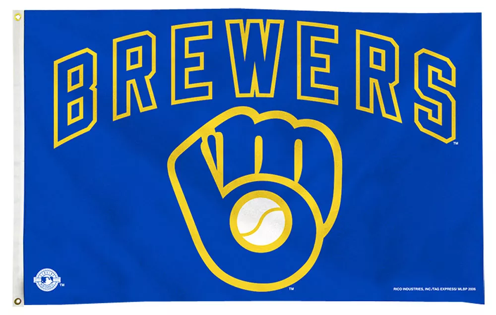 Milwaukee Brewers - 3' x 5' MLB Polyester Flag - Medium Knit Polyester, 3' x 5', Without Fringe, Grommets, Dyed