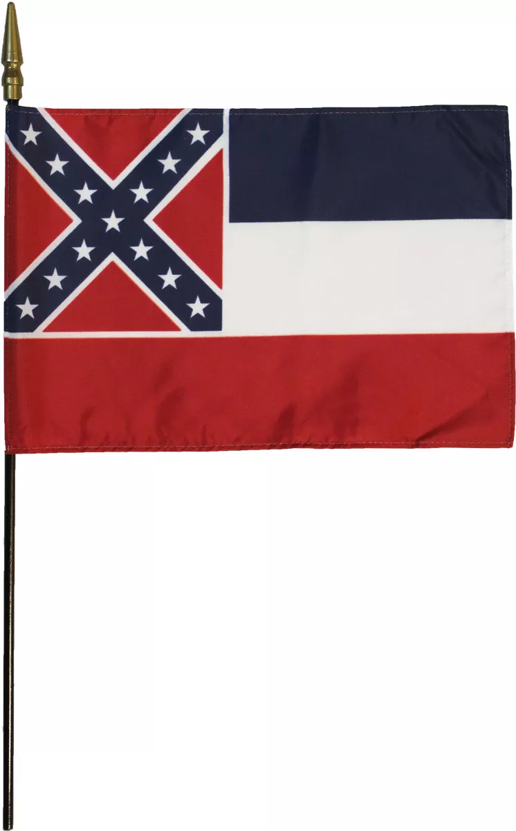 Mississippi - 8"X12" Stick Flag (1894-2020) - 8" x 12", Without Fringe