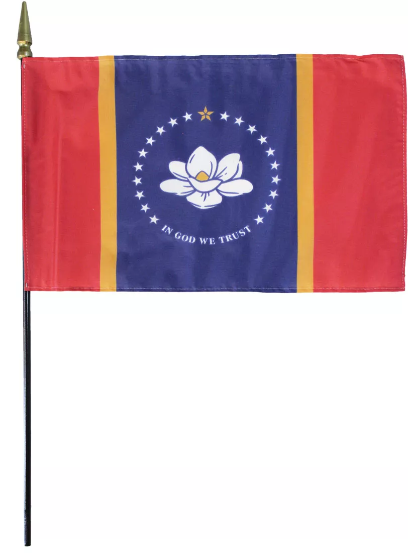 Mississippi - 8"X12" Stick Flag (2021) - 8" x 12", Without Fringe