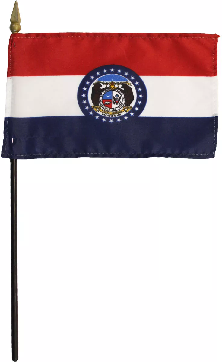 Missouri - 4"X6" Stick Flag - 4" x 6", Without Fringe