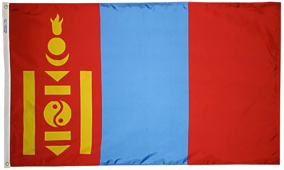Mongolia - 4'X6' Nylon Flag - Nylon, Without Fringe, Grommets