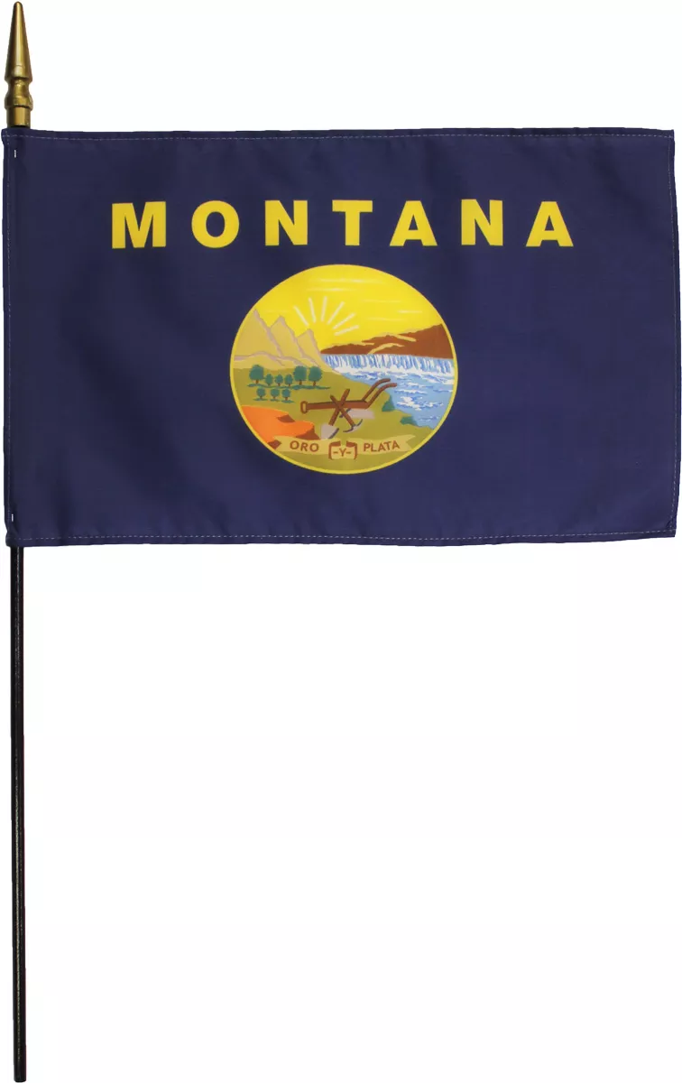 Montana - 8"X12" Stick Flag - 8" x 12", Without Fringe