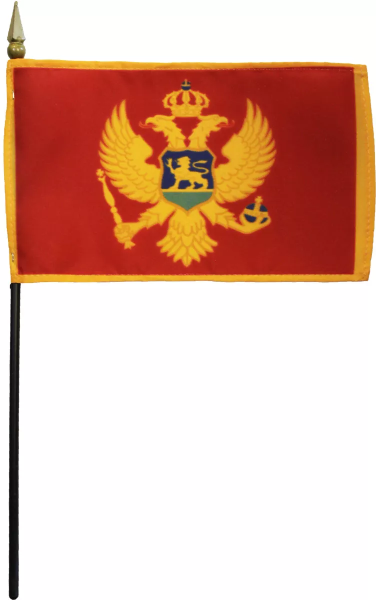 Montenegro - 4"X6" Stick Flag - 4" x 6", Without Fringe