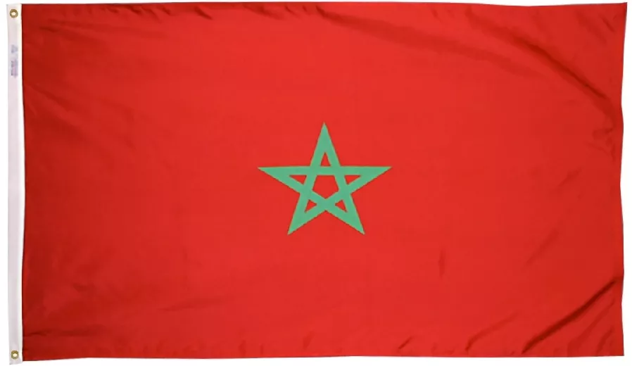 Morocco - 2'X3' Nylon Flag - Nylon, Without Fringe, Grommets