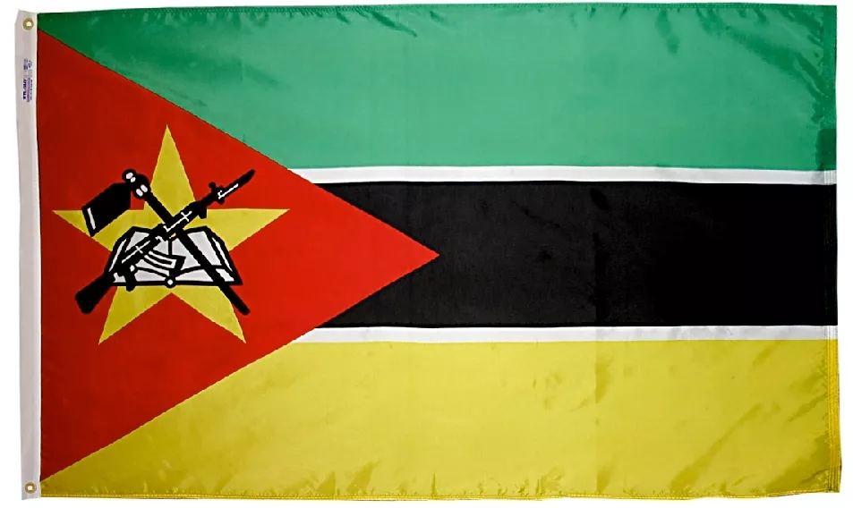 Mozambique - 3'X5' Nylon Flag - Nylon, 3' x 5', Without Fringe, Grommets