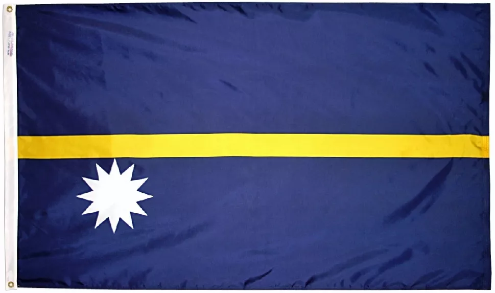 Nauru - 3'X5' Nylon Flag - Nylon, 3' x 5', Without Fringe, Grommets