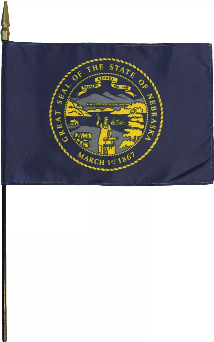 Nebraska - 8"X12" Stick Flag - 8" x 12", Without Fringe