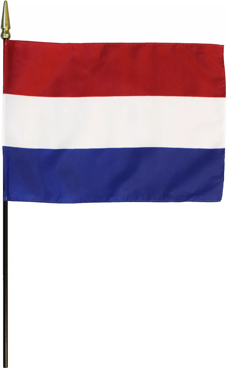 Netherlands - 8"X12" Stick Flag - 8" x 12", Without Fringe