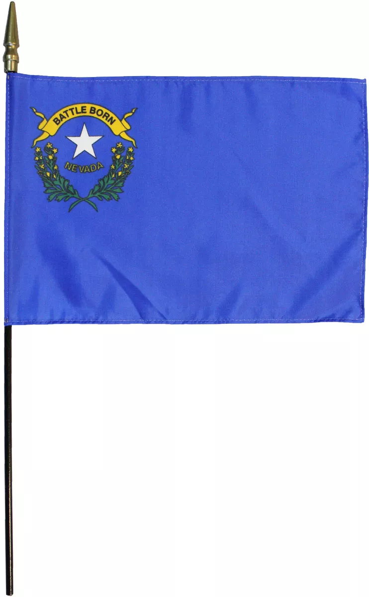 Nevada - 8"X12" Stick Flag - 8" x 12", Without Fringe