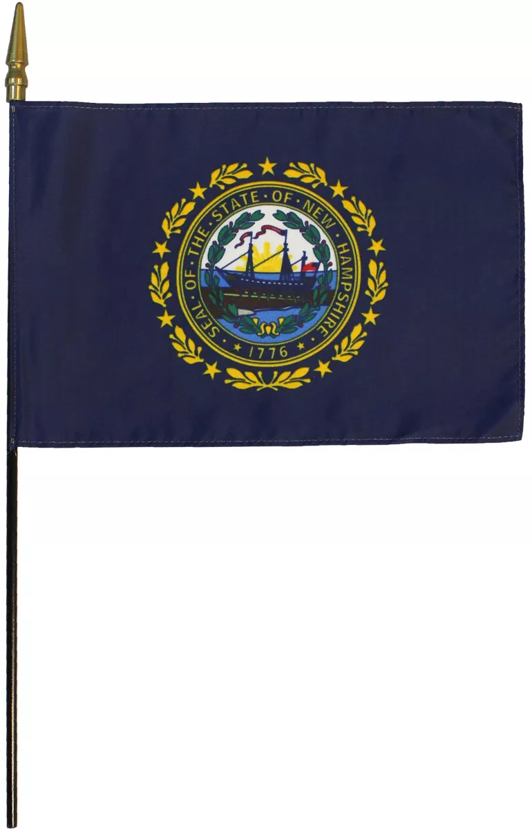New Hampshire - 8"X12" Stick Flag - 8" x 12", Without Fringe