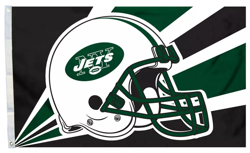 New York Jets - 3'X5' NFL Polyester Flag - Medium Knit Polyester, 3' x 5', Without Fringe, Grommets, Dyed