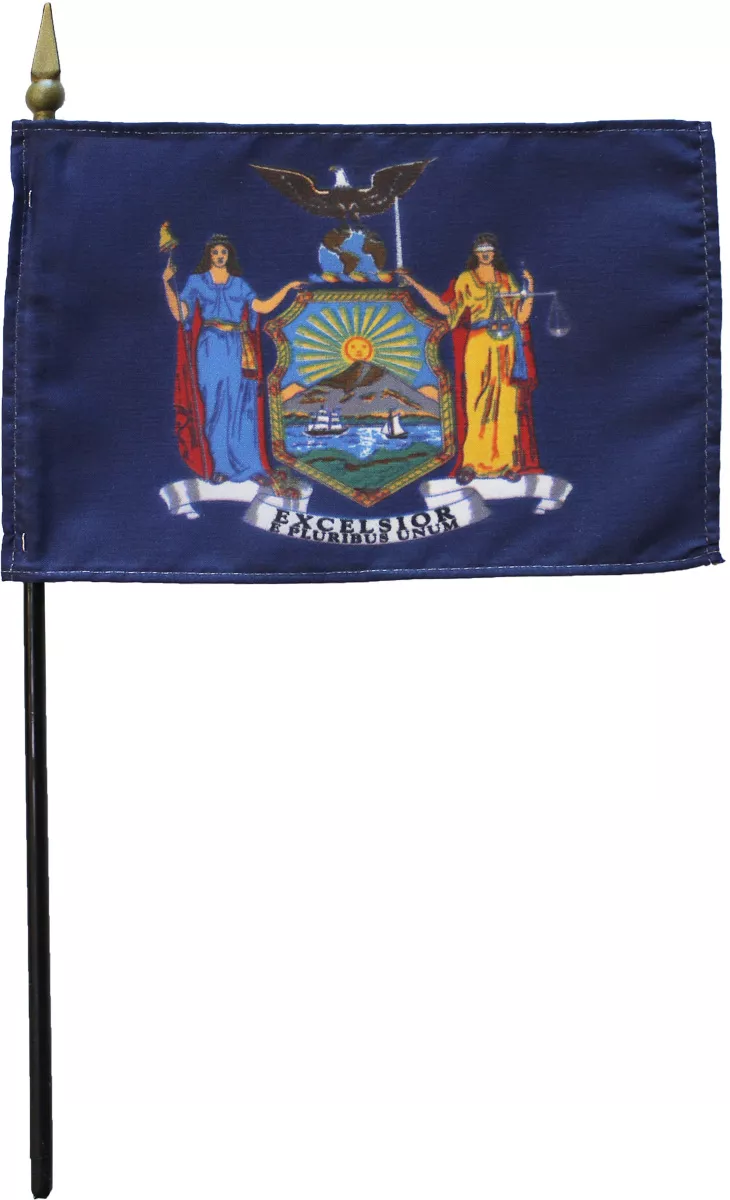 New York - 4"X6" Stick Flag - 4" x 6", Without Fringe