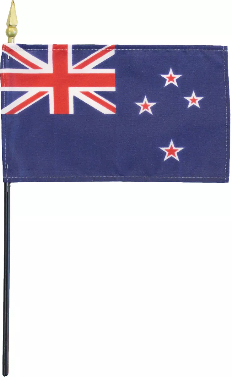 New Zealand - 4"X6" Stick Flag - 4" x 6", Without Fringe
