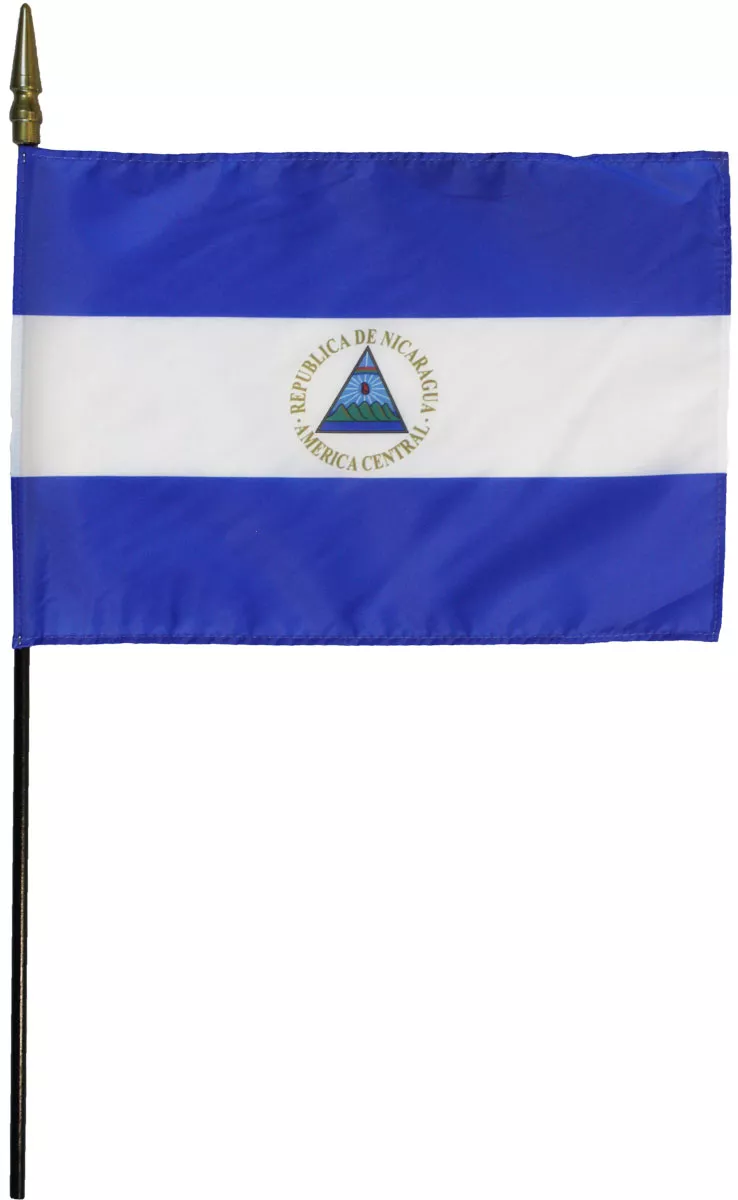 Nicaragua - 8"X12" Stick Flag - 8" x 12", Without Fringe