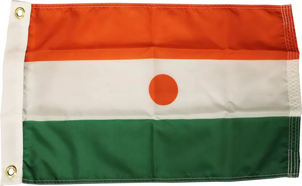 Niger - 12"X18" Nylon Flag - Nylon, Without Fringe, Grommets