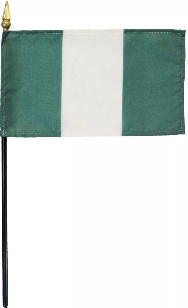 Nigeria - 4"X6" Stick Flag - 4" x 6", Without Fringe