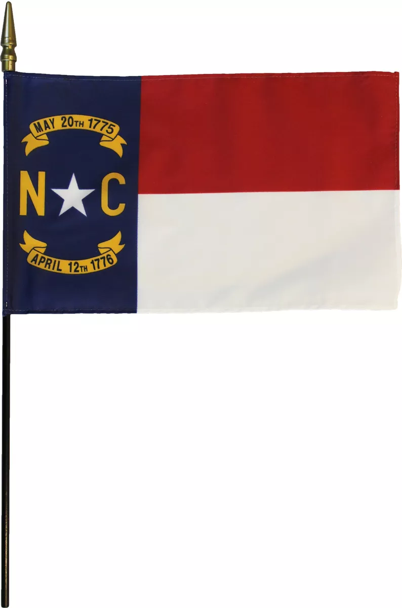 North Carolina - 8"X12" Stick Flag - 8" x 12", Without Fringe