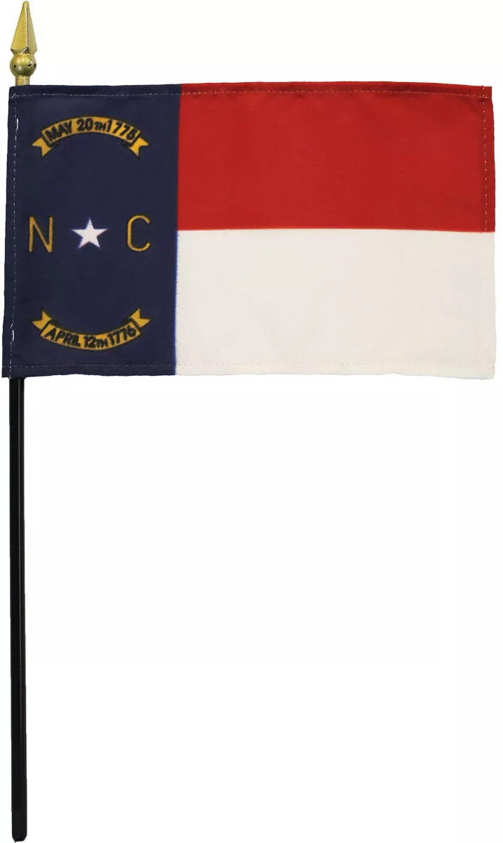 North Carolina - 4"X6" Stick Flag - 4" x 6", Without Fringe