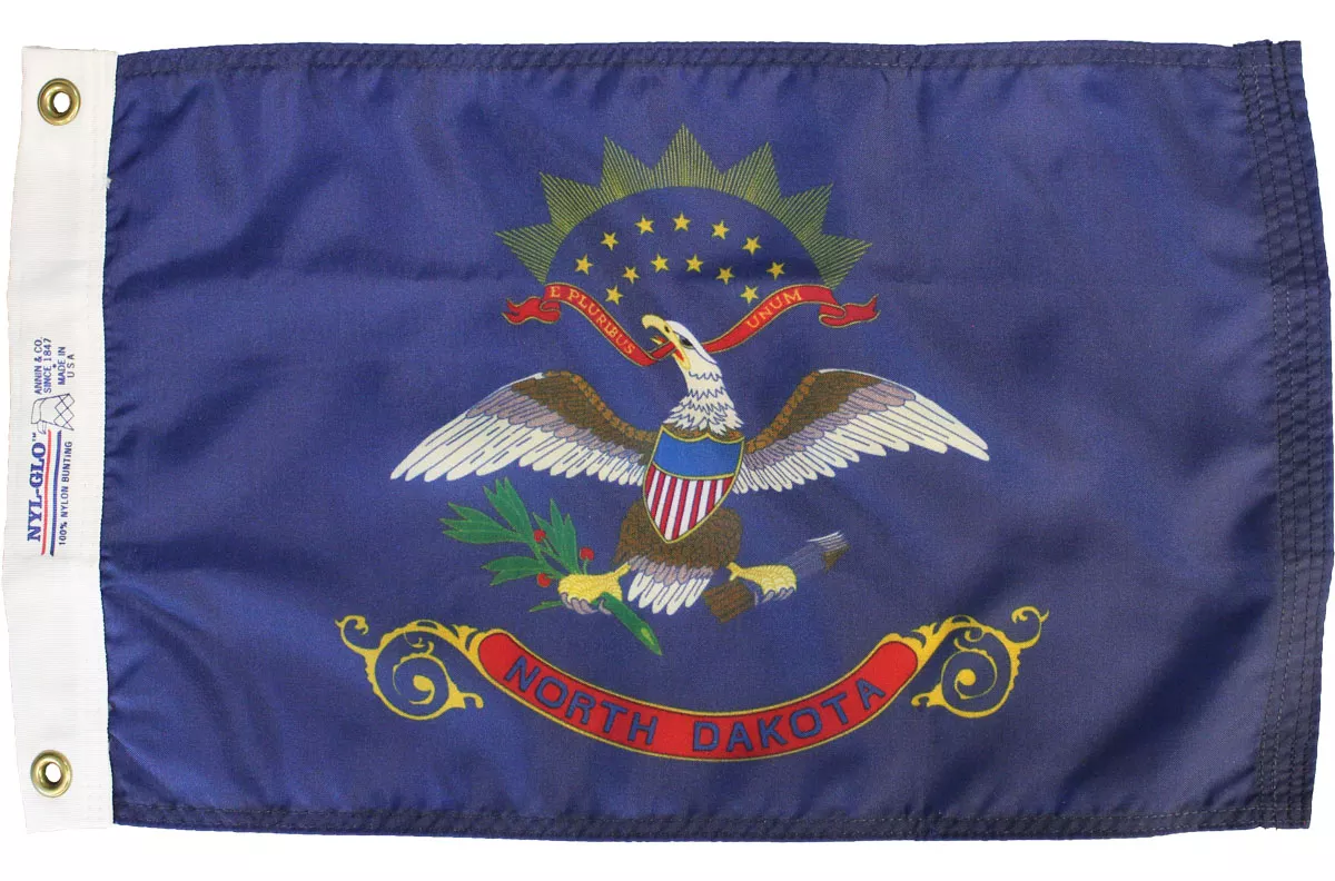 North Dakota - 12"X18" Nylon Flag - Nylon, Without Fringe, Grommets, Dyed