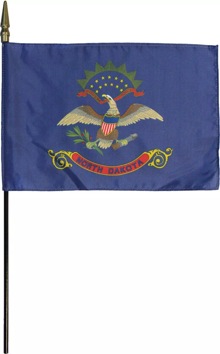 North Dakota - 8"X12" Stick Flag - 8" x 12", Without Fringe