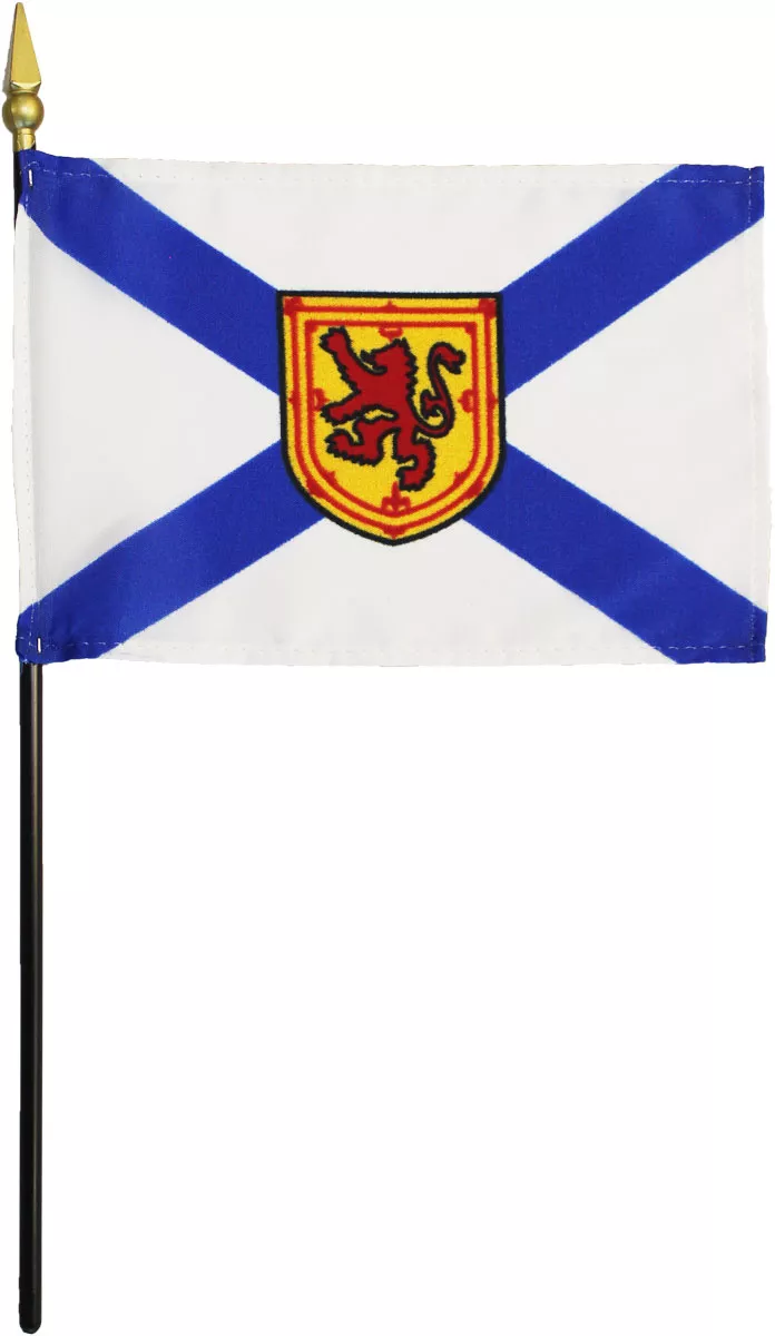 Nova Scotia - 4"X6" Stick Flag - 4" x 6", Without Fringe
