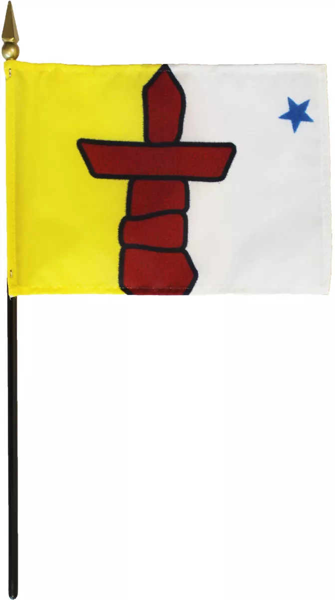 Nunavut - 4"X6" Stick Flag - 4" x 6", Without Fringe