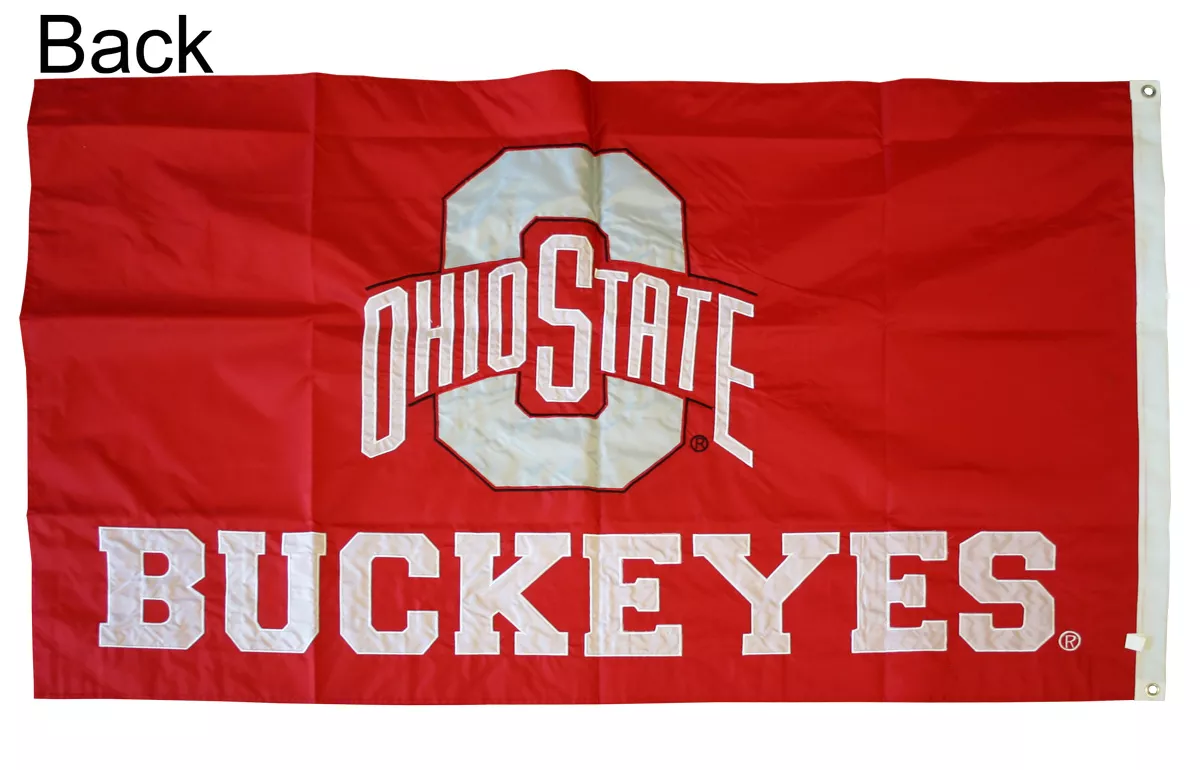 Ohio State - 3' x 5' NCAA 2-Sided Nylon Applique Flag - Nylon, 3' x 5', Without Fringe, Grommets, Sewn