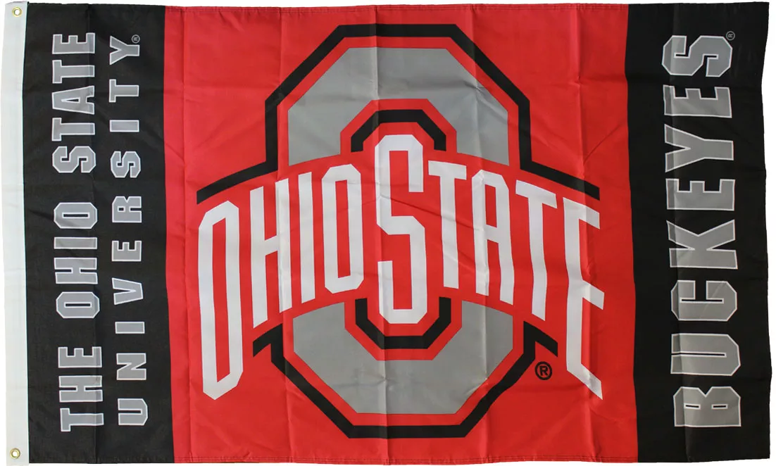 Ohio State University - 3' x 5' NCAA 2-Sided Polyester Flag - Medium Knit Polyester, 3' x 5', Without Fringe, Grommets, Dyed