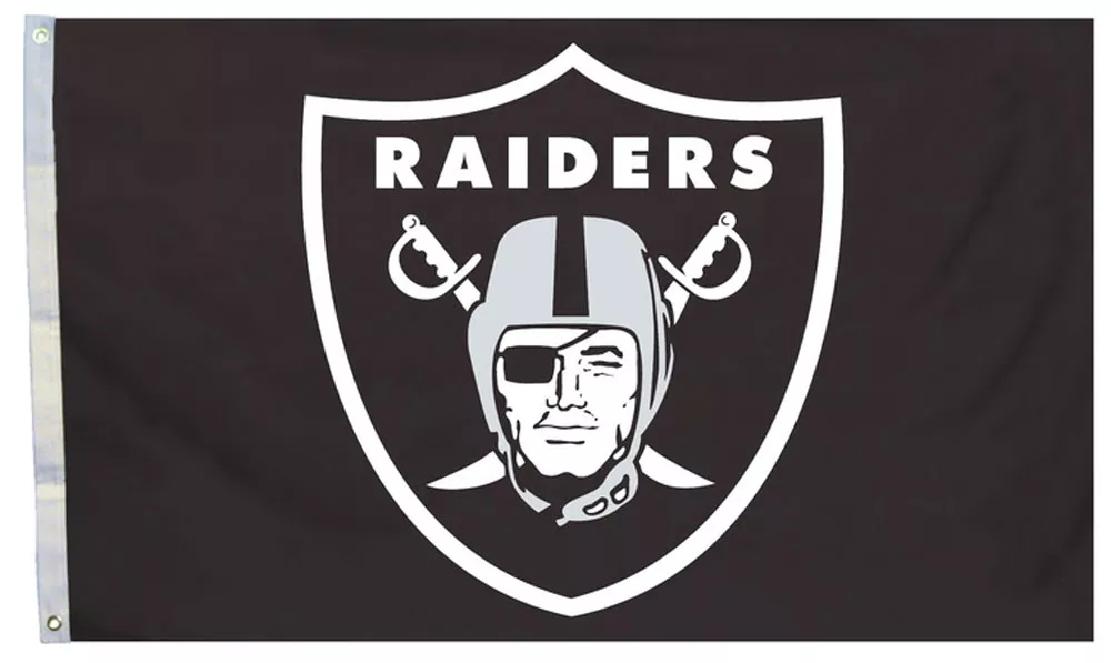 Las Vegas Raiders - 3' x 5' NFL Polyester Flag (Logo Design) - Medium Knit Polyester, 3' x 5', Without Fringe, Grommets, Dyed