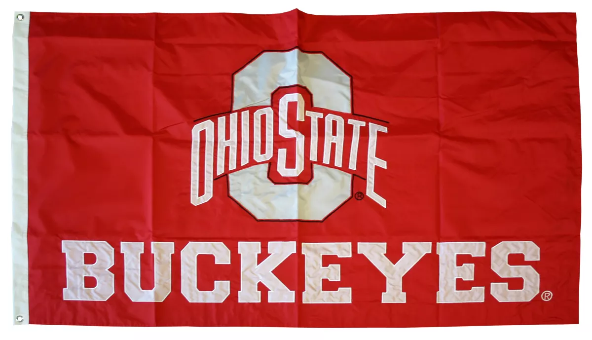Ohio State - 3' x 5' NCAA 2-Sided Nylon Applique Flag - Nylon, 3' x 5', Without Fringe, Grommets, Sewn