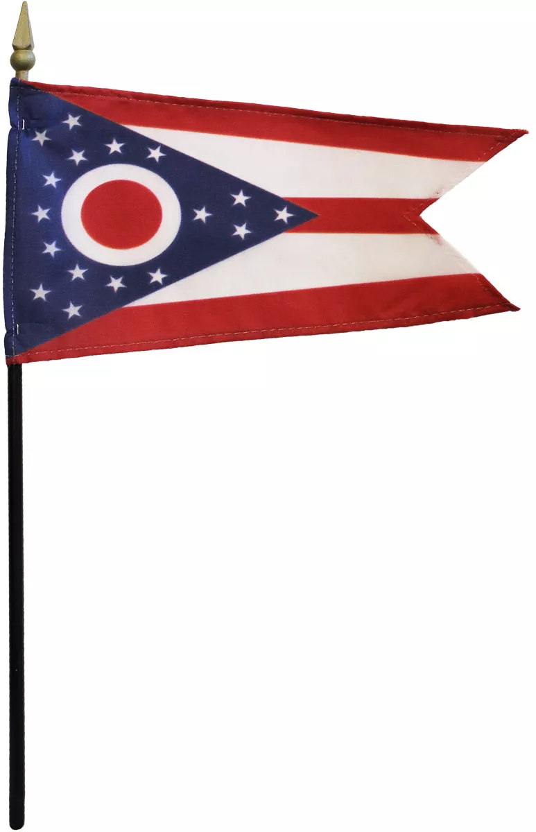 Ohio - 4"X6" Stick Flag - 4" x 6", Without Fringe