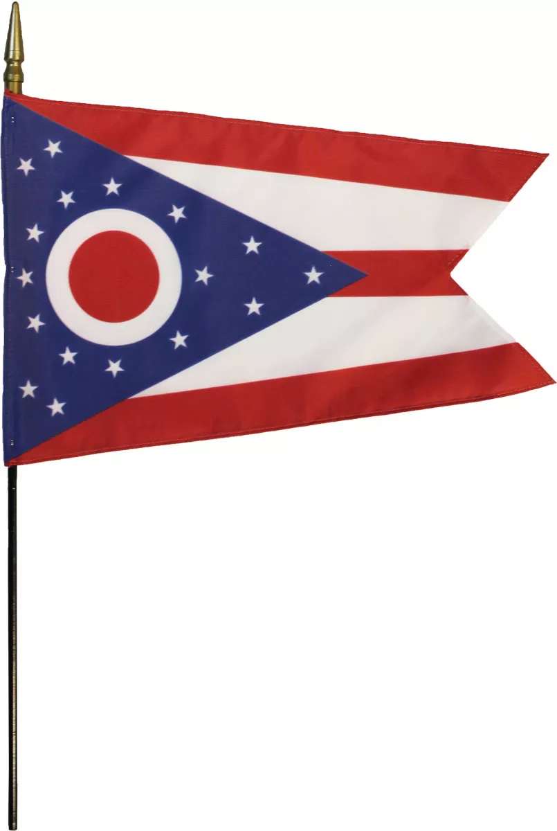 Ohio - 8"X12" Stick Flag - 8" x 12", Without Fringe