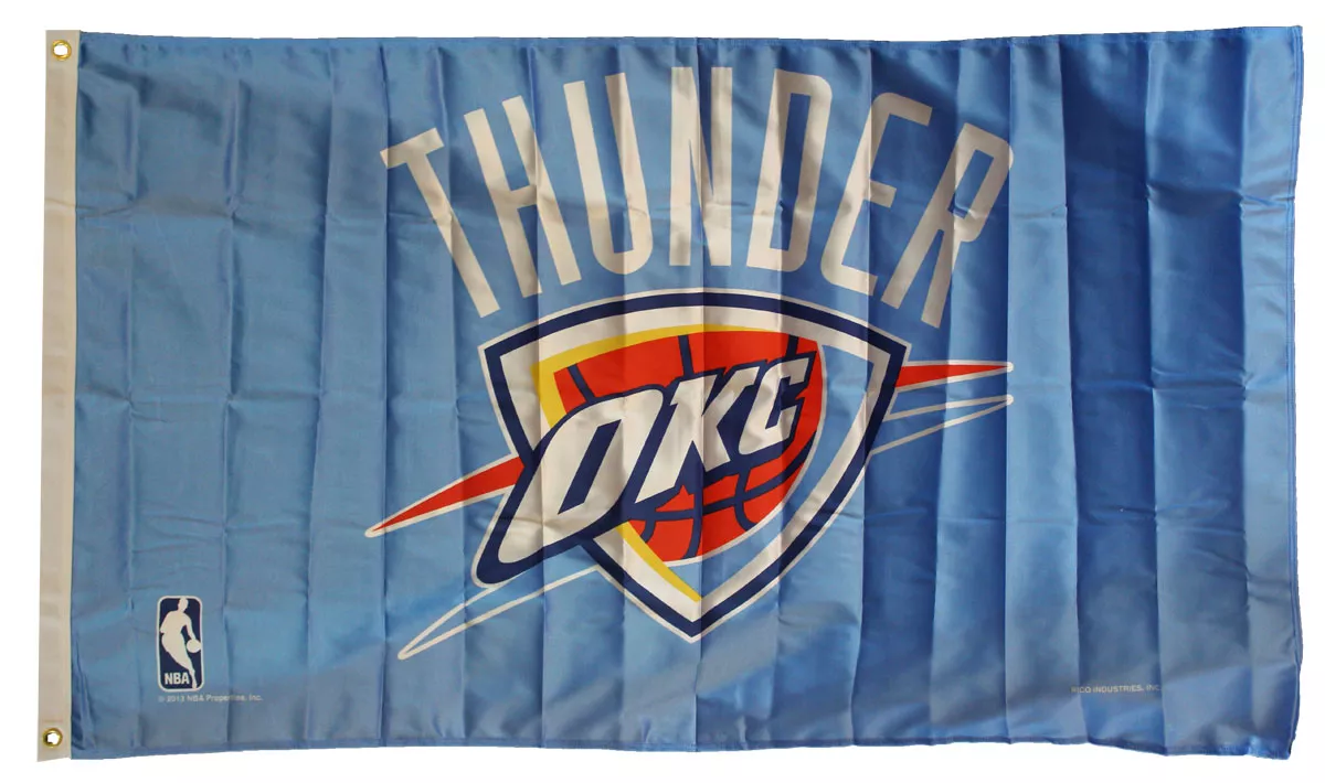 Oklahoma City Thunder - 3' x 5' NBA Polyester Flag - Medium Knit Polyester, 3' x 5', Without Fringe, Grommets, Dyed