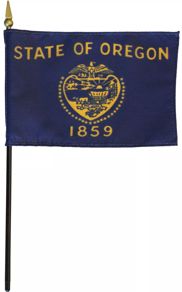 Oregon - 4"X6" Stick Flag - 4" x 6", Without Fringe