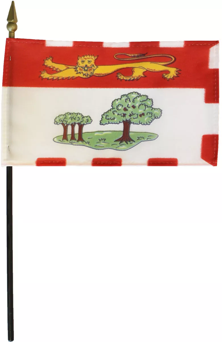 Prince Edward Island - 4"X6" Stick Flag - 4" x 6", Without Fringe