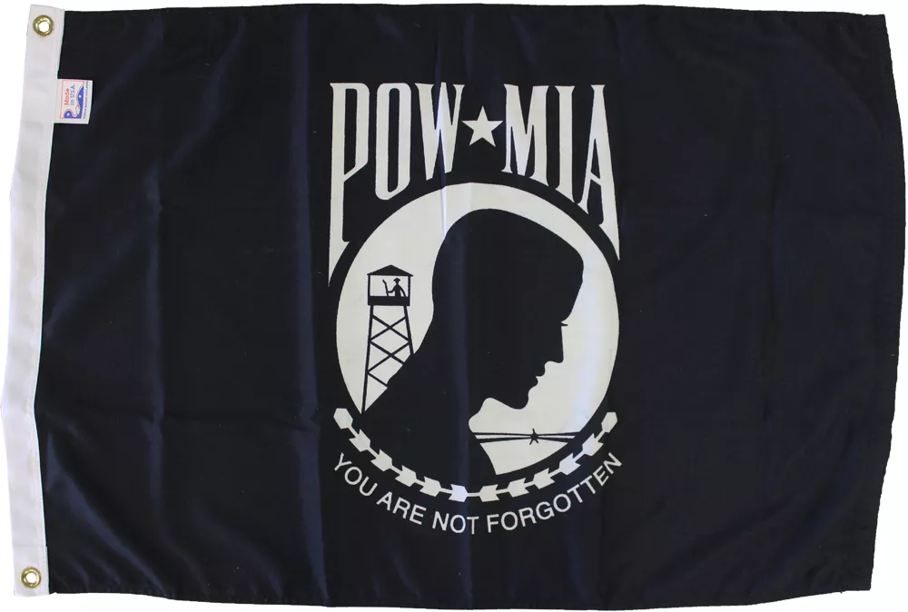 POW-MIA - 3'X5' Heavy Duty 2-Ply Polyester Flag - Heavy Duty 2-Ply Polyester, 3' x 5', Without Fringe, Grommets, Dyed, Dyed