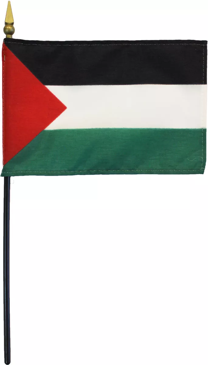 Palestine - 4"X6" Stick Flag - 4" x 6", Without Fringe