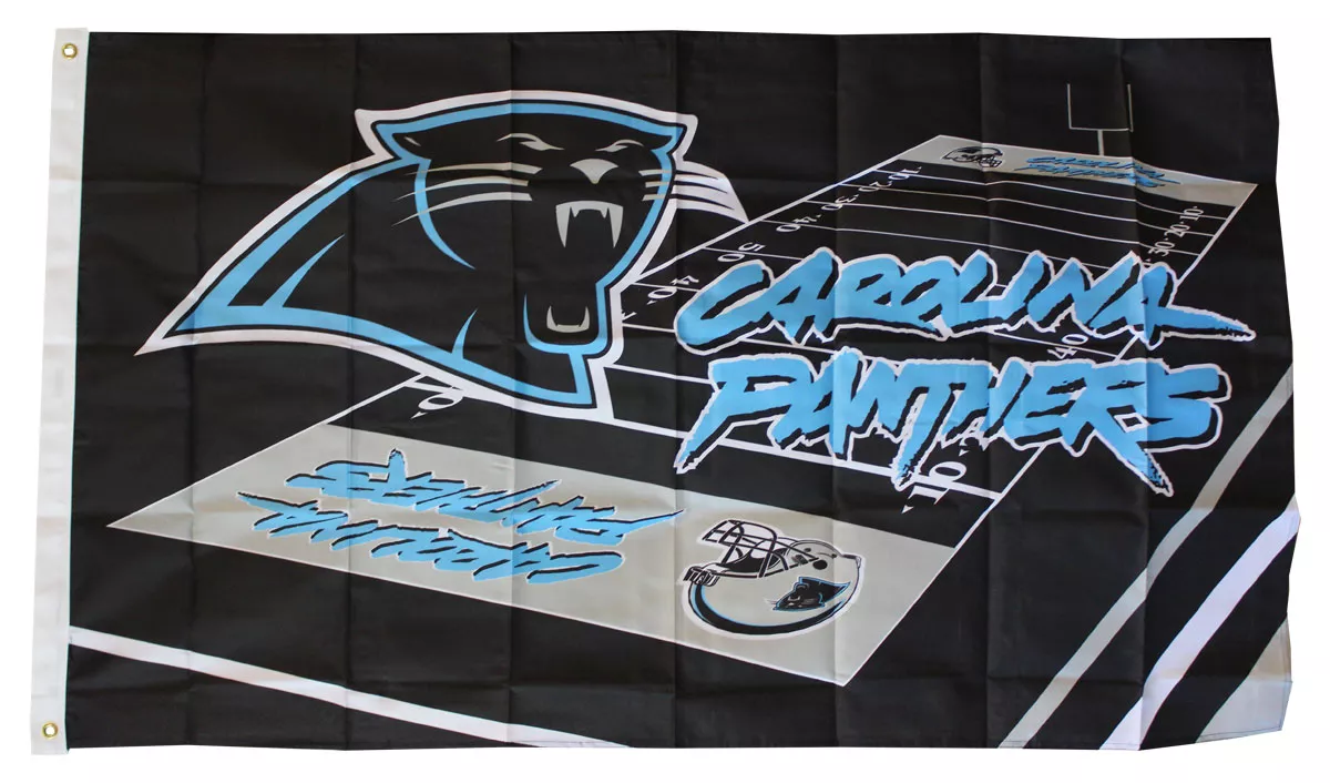 Carolina Panthers - 3' x 5' NFL Polyester Flag (Field Design) - Medium Knit Polyester, 3' x 5', Without Fringe, Grommets, Dyed