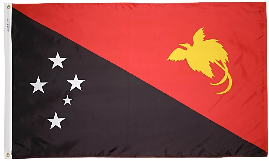 Papua New Guinea - 3'X5' Nylon Flag - Nylon, 3' x 5', Without Fringe, Grommets