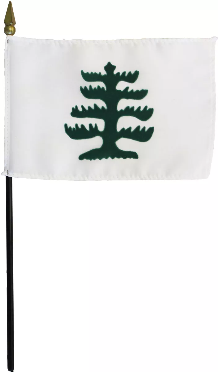 Pine Tree - 4"X6" Stick Flag - 4" x 6", Without Fringe