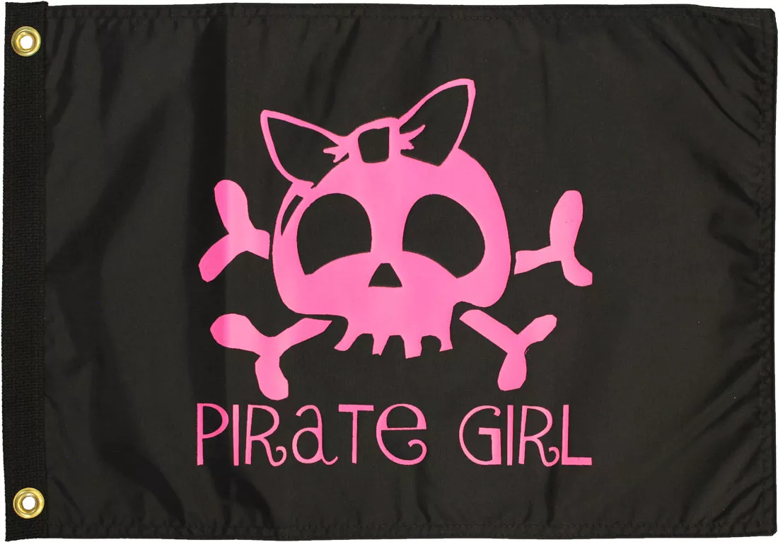 Pirate Girl - 12"X18" Nylon Flag - Nylon, Without Fringe