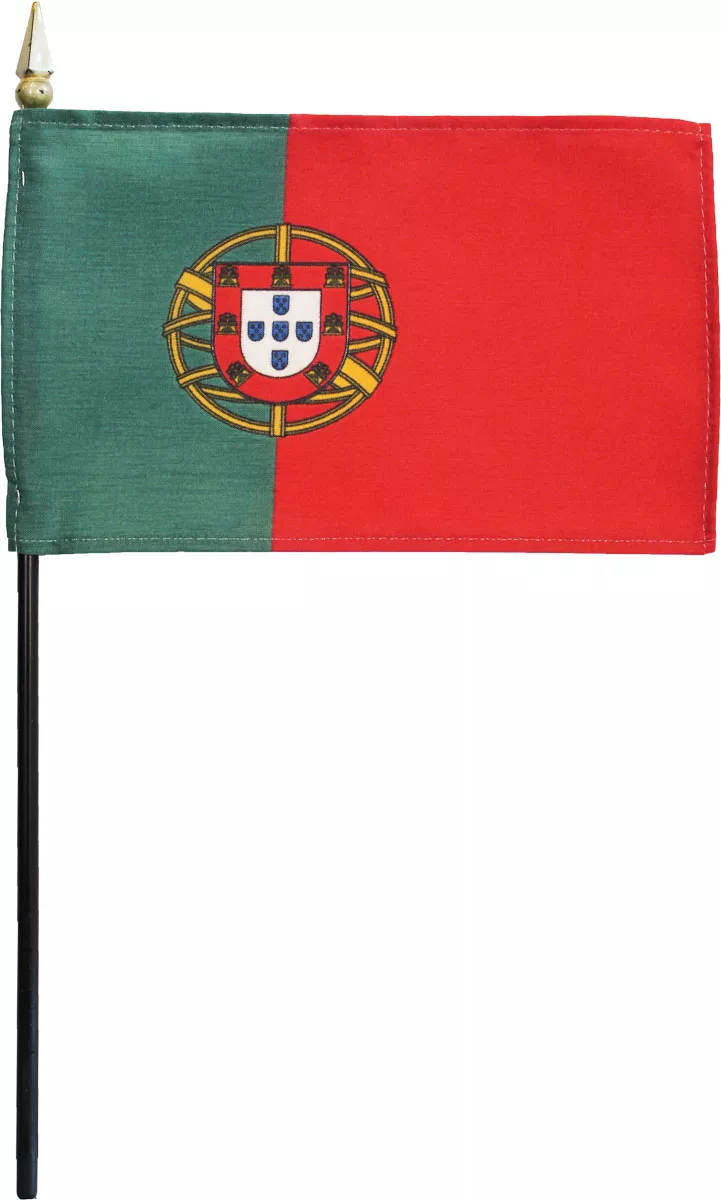 Portugal - 4"X6" Stick Flag - 4" x 6", Without Fringe